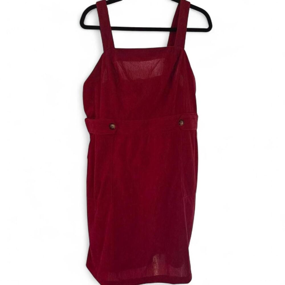 Burgundy Corduroy Overall Mini Dress 1XL New Back to School New